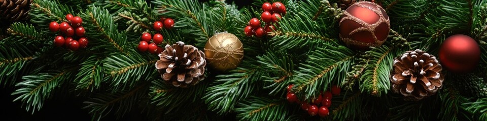 Poster - A detailed view of Christmas tree ornaments
