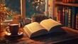 © Wavezaa - Cozy Reading Nook with Open Book and Hot Beverage by the Window