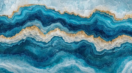 Poster - Striking blue and gold agate pattern showcasing natural beauty and intricate design elements in abstract art
