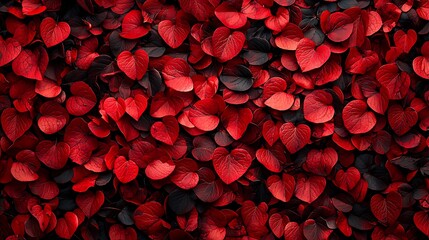 Poster - Red heart-shaped leaves autumn background texture
