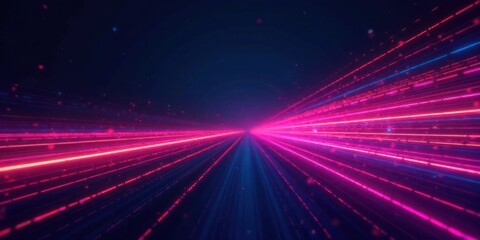 Fototapete - Abstract Pink and Blue Light Streaks Converging at a Vanishing Point, Representing Rapid Technological Advancement and Futuristic Innovation