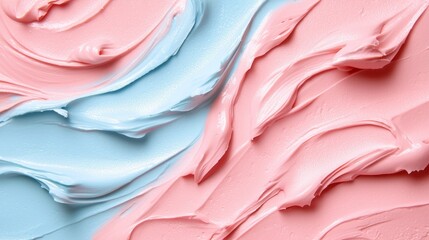 Poster - Creamy textures merge in a beautiful display of pastel hues. Pink and blue smears intertwine artistically, inviting a sense of creativity and elegance