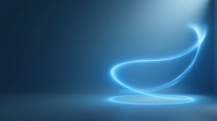 Aufkleber - Abstract Blue Glowing Lines on Dark Background, Elegant Swirling Light Trails in a Modern Setting, Ideal for Technology or Futuristic Designs