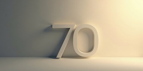 Poster - Seventy, a Milestone Achieved Elegant Number Rendering in a Soft, Light-Filled Space