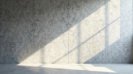 Aufkleber - Sunlit Concrete Room with Textured Wall and Polished Floor Ideal for Minimalist Design Presentations
