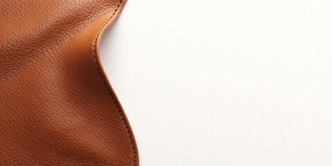 Aufkleber - High-quality brown leather texture sample with a smooth, soft surface and subtle stitching detail, perfect for showcasing the luxurious feel of genuine leather against a clean white background