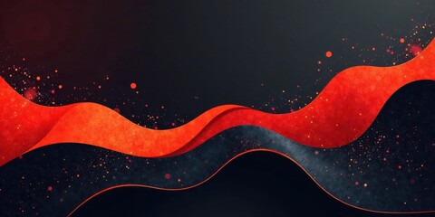 Poster - Abstract Dark Red and Black Wave Design with Glowing Particles