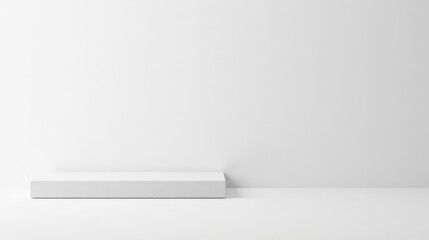 Poster - Clean Minimalist White Platform Against a Blank Wall for Product Presentation or Display
