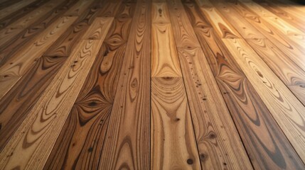 Aufkleber - Rich Wood Grain Floor Perspective  A Detailed View of Natural Hardwood Planks