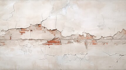 Poster - A textured wall featuring peeling paint and cracks, showcasing earthy tones and a weathered appearance, reflecting age and character.