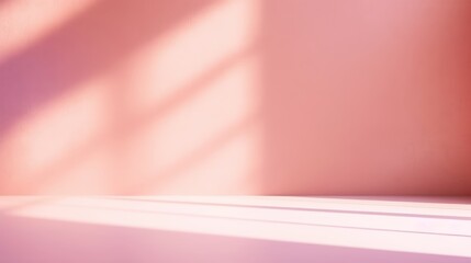 Poster - A softly lit pink wall with gentle shadows, creating a serene and minimalistic ambiance.