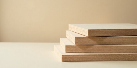 Aufkleber - Stack of Unfinished Light Wood Panels Ready for Crafting and Construction