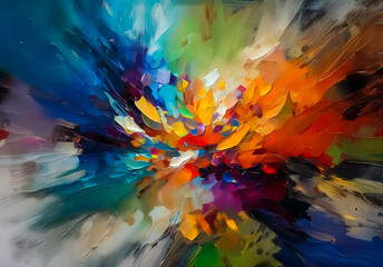 Aufkleber - vibrant abstract art. a central burst of colors explodes outwards creating a dynamic and expressive 