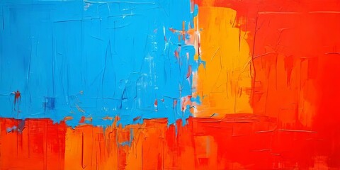 Poster - A painting with blue and orange colors