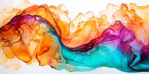 Wall Mural - A colorful painting of a wave with a blue and green section