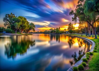 Wall Mural - Vasona Lake Park at Sunset - Long Exposure Photography