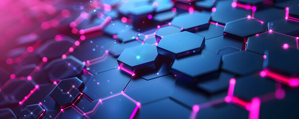 Aufkleber - Abstract hexagonal network pattern with neon lights