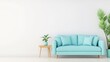 © Loopik - Minimalist Living Room with Blue Sofa and Green Plants