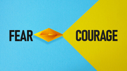 Poster - Fear and courage are shown using the text. Face your fear