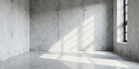 Poster - Sunlit Empty Room with Concrete Walls and a Single Window