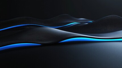 Poster - A futuristic minimalist background with a deep black surface and soft glowing blue accents.