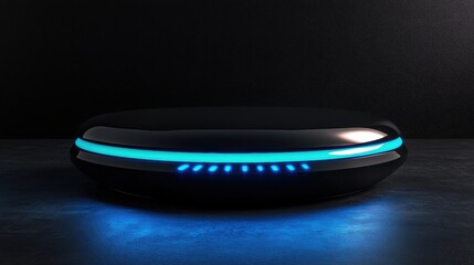 Poster - A futuristic minimalist background with a deep black surface and soft glowing blue accents.