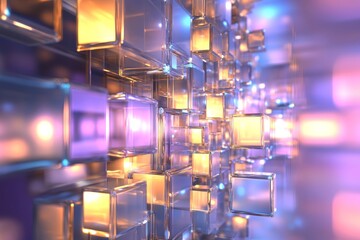 Aufkleber - Abstract Modern Background with Colorful Glass Cubes and Light