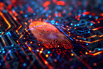 Poster - Futuristic digital fingerprint identification system
