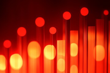 Poster - Abstract Red Light Patterns with Vertical Bars and Soft Bokeh Effects