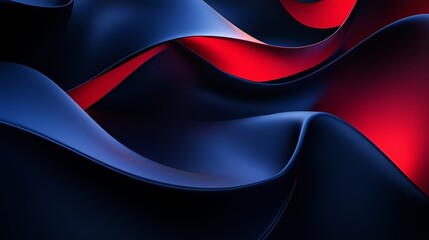 Poster - Abstract background with wavy shapes in dark blue and red colors.