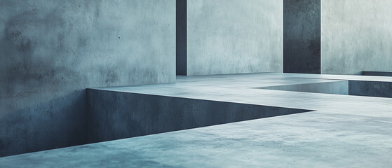 Poster - Minimalist architectural space with geometric shapes and concrete textures