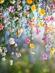 Wall Mural - Spring flowers hanging pattern nature.