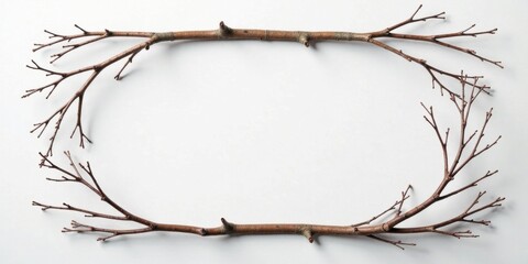 Aufkleber - Minimalist frame of natural twigs arranged on a blank background, ideal for design projects, showcasing the beauty of simple nature elements.
