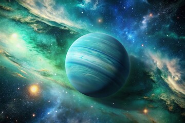 Wall Mural - vintage celestial spin: neptune's majestic rotation in retro style