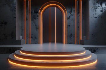 Poster - Futuristic glowing podium with arch