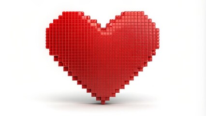 Wall Mural - Pixelated Red Heart on White Background