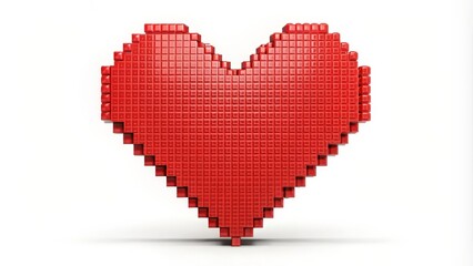 Poster - Pixelated Red Heart on White Background
