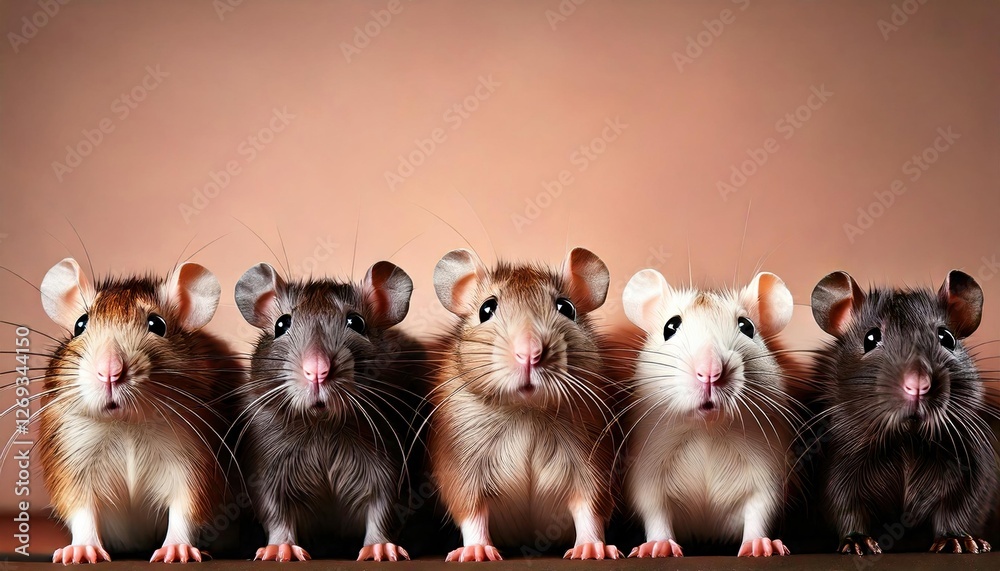 Five adorable pet rats posing together in a playful lineup Stock Photo ...
