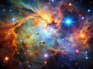 Wall Mural - vintage cosmic nebula: vibrant stars and celestial dust clouds