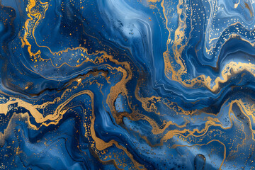 Aufkleber - Abstract blue and gold marble texture