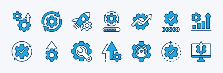 Wall Mural - set of upgrade, update, progress, process, development and improvement icon vector. contains startup