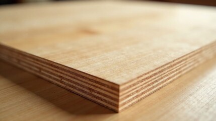 Aufkleber - Close-up view of layered wood panel showing distinct veneer layers and subtle wood grain texture