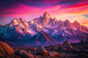 Wall Mural - Vintage Predawn Mt. Whitney: Majestic Sunrise Landscape Photography