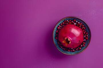 Poster - Fresh pomegranate on vibrant purple background