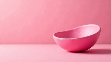 Leinwandbilder - A Pink Bowl Sits on a Matching Surface Against a Solid Pink Background