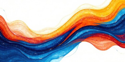 Poster - Abstract Flowing Hues A Symphony of Warm and Cool Colors in a Dynamic Composition