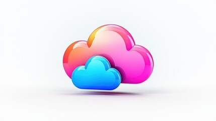 Poster - A modern 3D AI cloud service icon, representing cloud computing and supercomputers, designed with a minimal gradient effect, conveying innovation and positivity on a clean white background