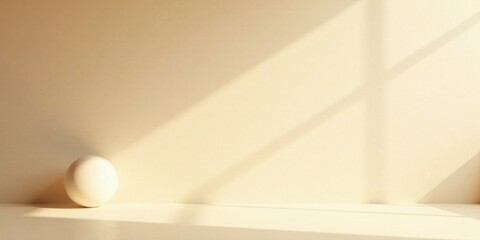 Aufkleber - Serene Minimalist Scene A Single Orb Resting on a Pale Surface Bathed in Warm Sunlight