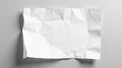 Aufkleber - A crumpled sheet of blank white paper rests on a neutral gray surface, offering a simple yet versatile backdrop for various design applications or text placement.