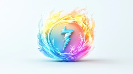 Poster - A professional 3D energy icon with a soft gradient design, featuring a stylized battery and electric symbol, standing out against a white background.